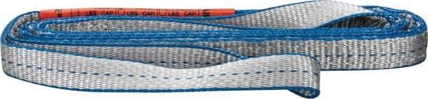Lift-All - 6' Long x 1" Wide, 3,200 Lb Vertical Capacity, 2 Ply, Polyester Web Sling - 2,500 Lb Choker Capacity, Silver (Color) - Eagle Tool & Supply