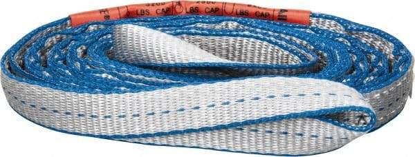 Lift-All - 8' Long x 1" Wide, 3,200 Lb Vertical Capacity, 2 Ply, Polyester Web Sling - 2,500 Lb Choker Capacity, Silver (Color) - Eagle Tool & Supply