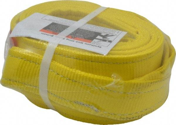 Lift-All - 10' Long x 4" Wide, 11,500 Lb Vertical Capacity, 2 Ply, Polyester Web Sling - 9,200 Lb Choker Capacity, Yellow - Eagle Tool & Supply