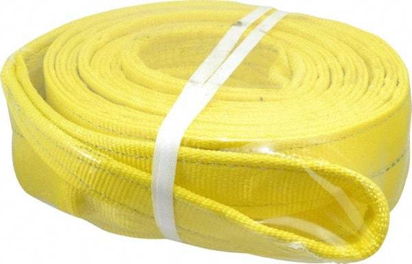 Lift-All - 20' Long x 4" Wide, 11,500 Lb Vertical Capacity, 2 Ply, Polyester Web Sling - 9,200 Lb Choker Capacity, Yellow - Eagle Tool & Supply