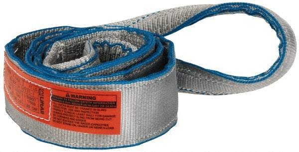 Lift-All - 8' Long x 3" Wide, 8,600 Lb Vertical Capacity, 2 Ply, Polyester Web Sling - 6,900 Lb Choker Capacity, Silver (Color) - Eagle Tool & Supply
