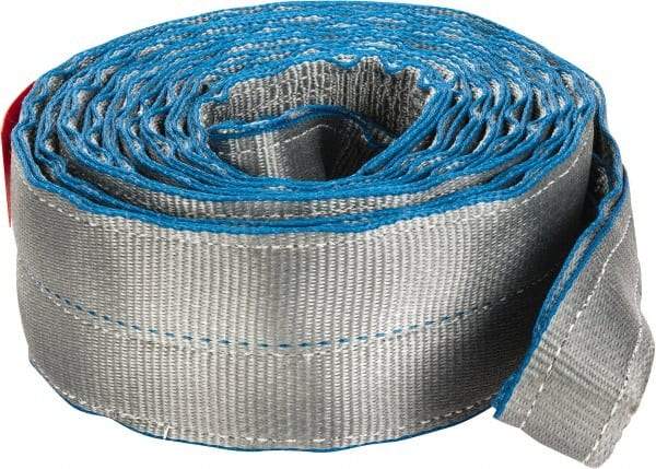 Lift-All - 20' Long x 4" Wide, 11,500 Lb Vertical Capacity, 2 Ply, Polyester Web Sling - 9,200 Lb Choker Capacity, Silver (Color) - Eagle Tool & Supply