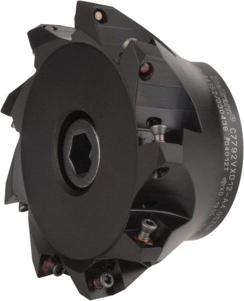 Kennametal - 4" Cut Diam, 0.098" Max Depth, 1-1/4" Arbor Hole, 9 Inserts, XD 12 Insert Style, Indexable Copy Face Mill - C7792VXD12-A4.00Z09R Cutter Style, 1.97" High, Through Coolant, Series 7792 - Eagle Tool & Supply
