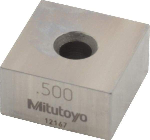 Mitutoyo - 0.5" Square Steel Gage Block - Accuracy Grade 0, Includes Certificate of Inspection - Eagle Tool & Supply