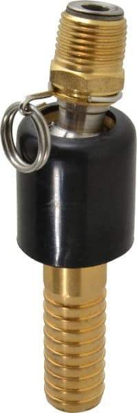 SuperKlean - 1/2 NPT x 3/4" Hose Barb, Ball Type Swivel Hose Adapter - Brass & Stainless Steel - Eagle Tool & Supply