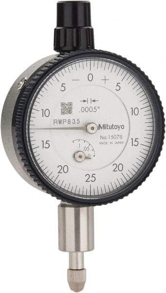 Mitutoyo - 1/8" Range, 0-25-0 Dial Reading, 0.0005" Graduation Dial Drop Indicator - 1-5/8" Dial, 0.05" Range per Revolution, 0.0005" Accuracy, Revolution Counter - Eagle Tool & Supply