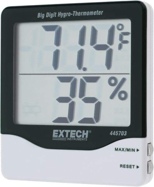 Extech - 14 to 140°F, 10 to 99% Humidity Range, Thermo-Hygrometer - 5% Relative Humidity Accuracy - Eagle Tool & Supply