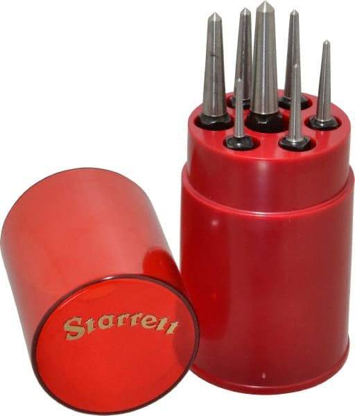 Starrett - 7 Piece, 1/16 to 1/4", Center Punch Set - Square Shank, Comes in Round Plastic Container - Eagle Tool & Supply