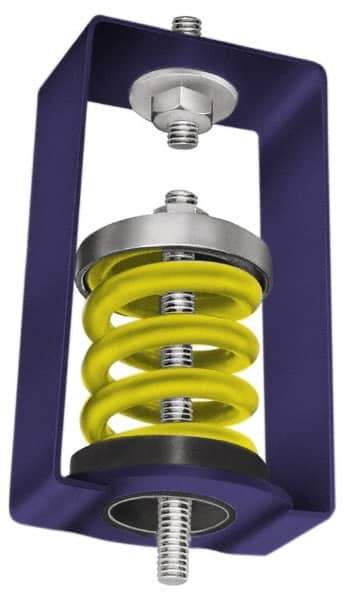 Mason Ind. - 300 to 400 Lb Capacity, 0.75 to 1" Deflection, HSA, Vibration Control Hanger - 2-3/4" Long x 3-3/4" Wide x 5-3/4" High x 2-3/4" Deep, 5/8" Max Rod Diam, 4" Lower Rod Penetration, Green - Eagle Tool & Supply