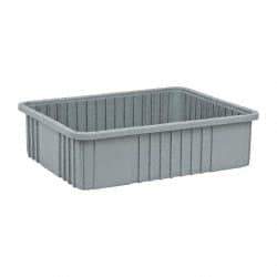 Quantum Storage - Gray Polypropylene Dividable Container - Stacking, 22-1/2" Long x 17-1/2" Wide x 6" High - Eagle Tool & Supply