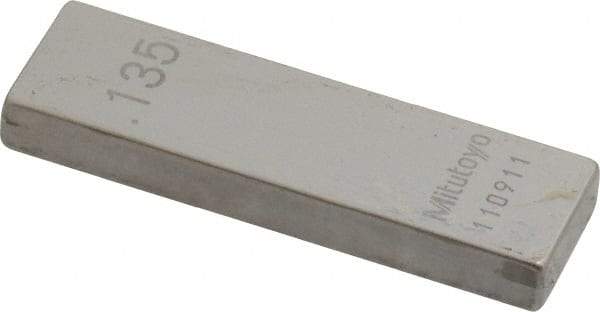 Mitutoyo - 0.135" Rectangular Steel Gage Block - Accuracy Grade 0, Includes Certificate of Inspection - Eagle Tool & Supply