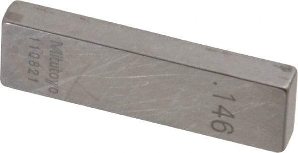 Mitutoyo - 0.146" Rectangular Steel Gage Block - Accuracy Grade 0, Includes Certificate of Inspection - Eagle Tool & Supply