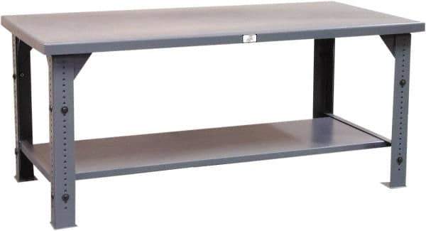 Strong Hold - 72 Wide x 36" Deep x 30" High, UHMW Work Table - Flat Top, Angle Legs, Dark Gray - Eagle Tool & Supply