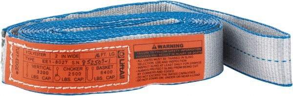 Lift-All - 16' Long x 2" Wide, 3,200 Lb Vertical Capacity, 1 Ply, Polyester Web Sling - 2,500 Lb Choker Capacity, Silver (Color) - Eagle Tool & Supply