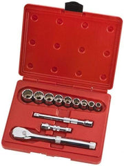 Proto - 12 Piece 3/8" Drive Full Polish Finish Socket Set - 12 Points, 1/4" to 3/4" Range, Inch Measurement Standard - Eagle Tool & Supply