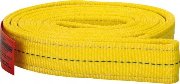 Lift-All - 6' Long x 2" Wide, 12,200 Lb Vertical Capacity, 2 Ply, Polyester Web Sling - 9,800 Lb Choker Capacity, Yellow - Eagle Tool & Supply