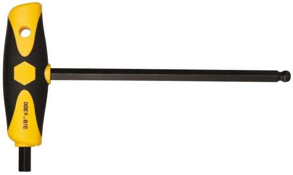 Wiha - 3/8" Hex, T-Handle Cushion Grip, Ball End Hex Key - 7-29/32" OAL, Inch System of Measurement - Eagle Tool & Supply