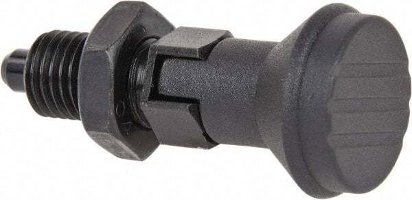 Gibraltar - M12x1.5, 17mm Thread Length, 6mm Plunger Diam, Lockout Knob Handle Indexing Plunger - Plunger Style D, 20mm Body Length, 56mm OAL, Steel - Eagle Tool & Supply