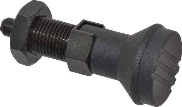 Gibraltar - M16x1.5, 23mm Thread Length, 8mm Plunger Diam, Lockout Knob Handle Indexing Plunger - Plunger Style D, 26mm Body Length, 74mm OAL, Steel - Eagle Tool & Supply