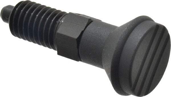 Gibraltar - 1/2-13, 17mm Thread Length, 6mm Plunger Diam, Lockout Knob Handle Indexing Plunger - Plunger Style C, 20mm Body Length, 56mm OAL, Steel - Eagle Tool & Supply