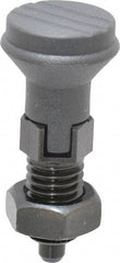 Gibraltar - 1/2-13, 17mm Thread Length, 6mm Plunger Diam, Lockout Knob Handle Indexing Plunger - Plunger Style D, 20mm Body Length, 56mm OAL, Steel - Eagle Tool & Supply