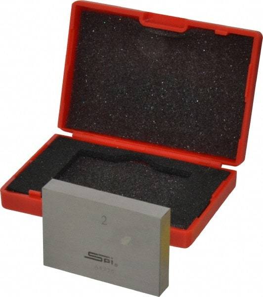 SPI - 2" Rectangular Steel Gage Block - Accuracy Grade AS-1, Includes NIST Traceability Certification - Eagle Tool & Supply