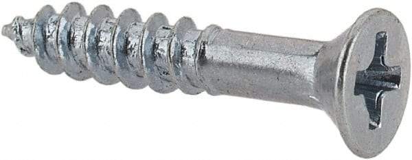 Value Collection - #4, 5/8" OAL, Phillips Drive, Flat Head Wood Screw - Zinc Plated Steel, Grade 2 - Eagle Tool & Supply