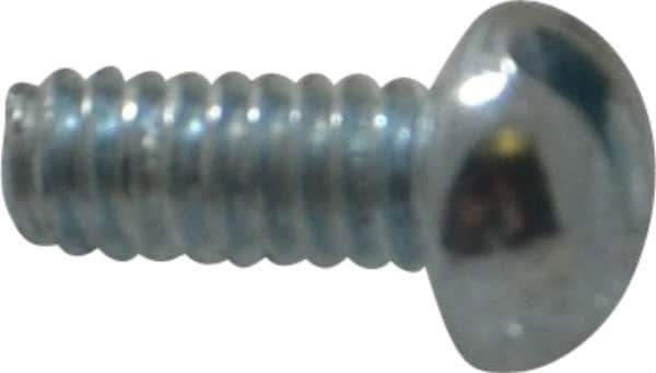 Value Collection - #3-48 UNC, 1/4" Length Under Head Slotted Drive Machine Screw - Round Head, Alloy Steel, Zinc-Plated Finish, Without Washer - Eagle Tool & Supply