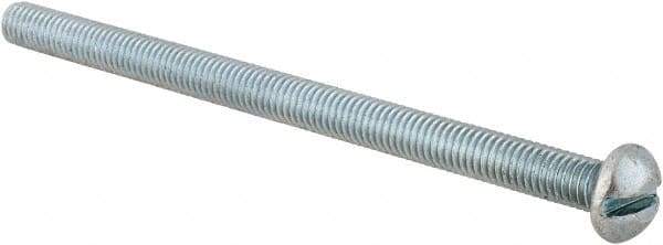Value Collection - #10-32 UNF, 3" Length Under Head Slotted Drive Machine Screw - Round Head, Alloy Steel, Zinc-Plated Finish, Without Washer - Eagle Tool & Supply