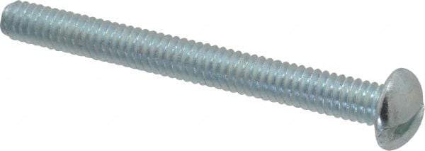 Value Collection - 1/4-20 UNC, 2-1/2" Length Under Head Slotted Drive Machine Screw - Round Head, Alloy Steel, Zinc-Plated Finish, Without Washer - Eagle Tool & Supply