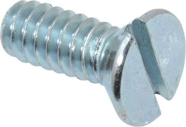 Value Collection - #10-24 UNC, 1/2" OAL Slotted Drive Machine Screw - Flat Head, Grade 2 Steel, Zinc-Plated Finish, Without Washer - Eagle Tool & Supply