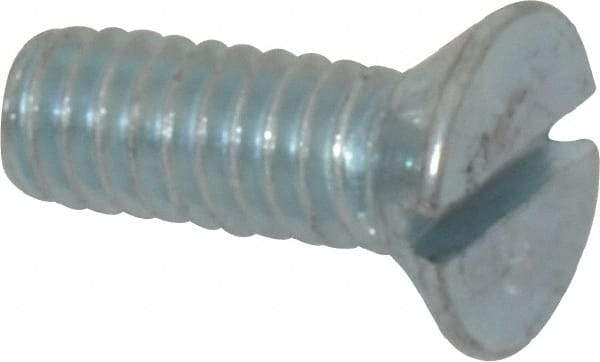 Value Collection - #12-24 UNC, 1/2" OAL Slotted Drive Machine Screw - Flat Head, Grade 2 Steel, Zinc-Plated Finish, Without Washer - Eagle Tool & Supply