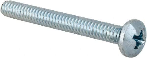Value Collection - #10-24 UNC, 1-3/4" Length Under Head Phillips Drive Machine Screw - Pan Head, Grade 2 Steel, Zinc-Plated Finish, Without Washer - Eagle Tool & Supply