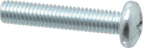 Value Collection - #10-32 UNF, 1" Length Under Head Phillips Drive Machine Screw - Pan Head, Grade 2 Steel, Zinc-Plated Finish, Without Washer - Eagle Tool & Supply
