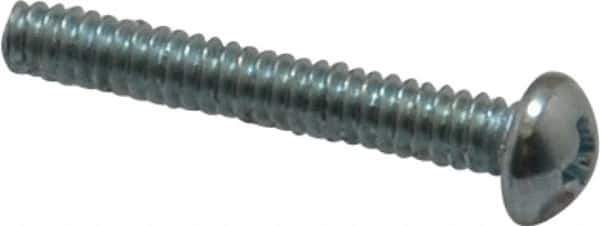 Value Collection - #4-40 UNC, 3/4" Length Under Head Phillips Drive Machine Screw - Round Head, Grade 2 Steel, Zinc-Plated Finish, Without Washer - Eagle Tool & Supply