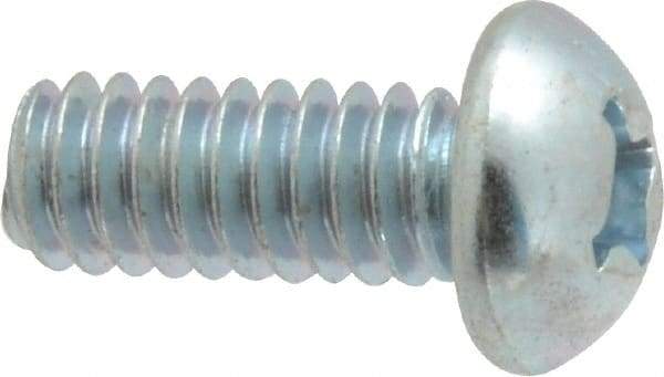 Value Collection - 1/4-20 UNC, 5/8" Length Under Head Phillips Drive Machine Screw - Round Head, Grade 2 Steel, Zinc-Plated Finish, Without Washer - Eagle Tool & Supply