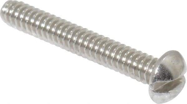 Value Collection - #4-40 UNC, 3/4" Length Under Head Slotted Drive Machine Screw - Round Head, Grade 18-8 Stainless Steel, Uncoated, Without Washer - Eagle Tool & Supply