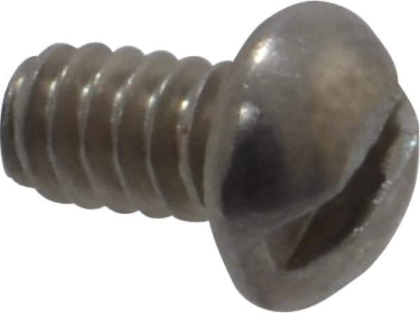 Value Collection - #6-32 UNC, 1/4" Length Under Head Slotted Drive Machine Screw - Round Head, Grade 18-8 Stainless Steel, Uncoated, Without Washer - Eagle Tool & Supply