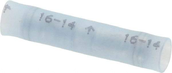 3M - 16 to 14 AWG Compatible, Nylon Fully Insulated, Crimp-On Butt Splice Terminal - 2 Wire Entries, 1.08" OAL, Blue - Eagle Tool & Supply