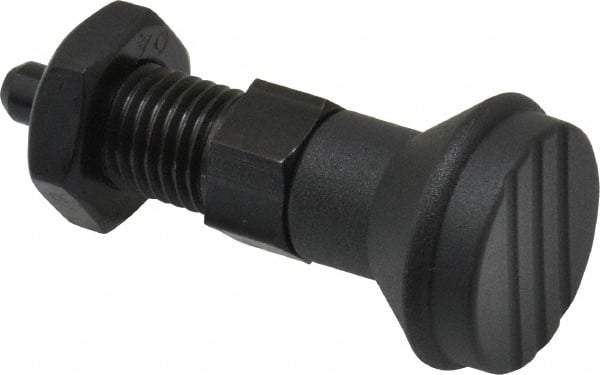 Gibraltar - M12x1.5, 17mm Thread Length, 6mm Plunger Diam, Knob Handle Indexing Plunger - Plunger Style B, 20mm Body Length, 56mm OAL, Steel - Eagle Tool & Supply
