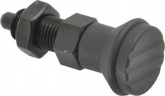 Gibraltar - 3/8-24, 15mm Thread Length, 5mm Plunger Diam, Knob Handle Indexing Plunger - Plunger Style B, 17mm Body Length, 47mm OAL, Steel - Eagle Tool & Supply