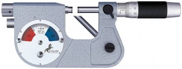 TESA Brown & Sharpe - 1 to 2 Inch Range, 0.0001 Inch Graduation, Satin Chrome Finish Mechanical Indicating Micrometer - Accurate to 0.0001 Inch, Carbide-Tipped Measuring Face, Includes Plastic Case - Eagle Tool & Supply