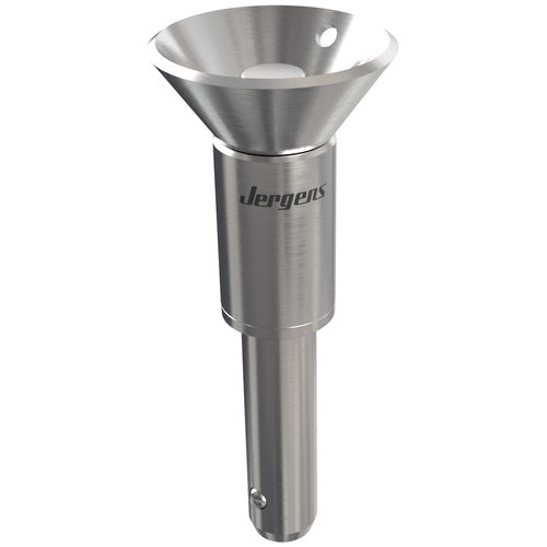 3/8″ Pin Diameter, 1-3/4″ Grip Length, Marine Hitch Recessed Button Handle Kwik-Lok Pin, Stainless Steel