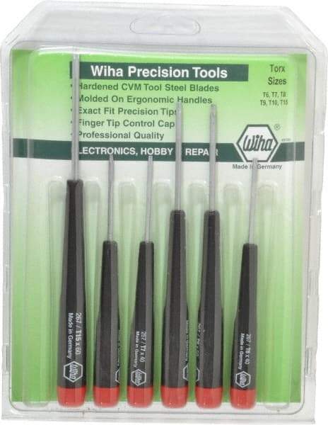 Wiha - 6 Piece T6 to T15 Micro Handle Torx Driver Set - T6, T7, T8, T9, T10, T15 - Eagle Tool & Supply