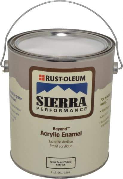 Rust-Oleum - 1 Gal Safety Yellow Semi Gloss Finish Acrylic Enamel Paint - Interior/Exterior, <0 gL VOC Compliance - Eagle Tool & Supply