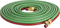 Parker - 1/4" Inside x 17/32" Outside Diam, Grade T Welding Hose - Green & Red, 25' Long, Twin Style, 200 psi Working Pressure - Eagle Tool & Supply