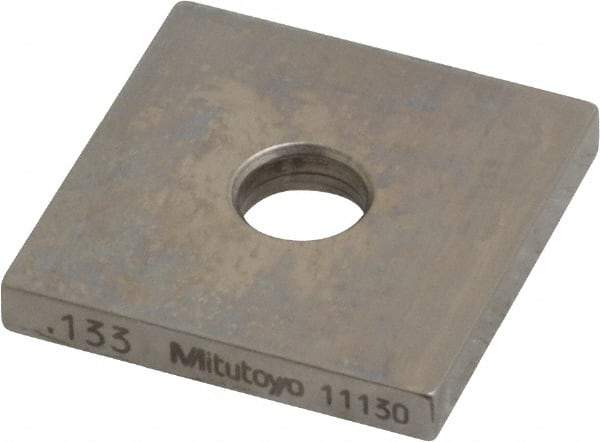 Mitutoyo - 0.133" Square Steel Gage Block - Accuracy Grade 0, Includes Certificate of Inspection - Eagle Tool & Supply