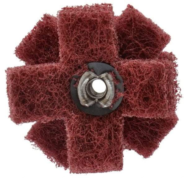 Standard Abrasives - 1-1/2" Diam Medium Density Cross Buff - 3 Plys, 8-32 Thread, Very Fine Grade, 20,000 Max RPM - Eagle Tool & Supply