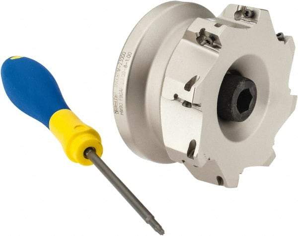 Iscar - 8 Inserts, 3" Cut Diam, 1" Arbor Diam, 0.39" Max Depth of Cut, Indexable Square-Shoulder Face Mill - 0/90° Lead Angle, 1-3/4" High, AP..1003.. & HM90 AP..1003.. Insert Compatibility, Series HM90 - Eagle Tool & Supply