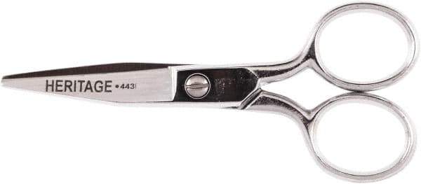 Heritage Cutlery - 1-3/4" LOC, 4-1/8" OAL Chrome Plated Standard Scissors/Shears - Right Hand, Steel Straight Handle, For Crafts - Eagle Tool & Supply